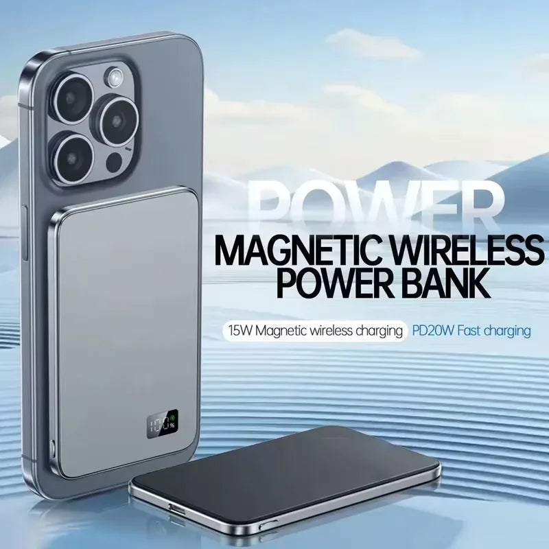 Lenovo 500000mAh Magnetic Power Bank PD22.5W Fast Wireless Portable External Spare Battery Pack for Magsafe For iPhone Samsung